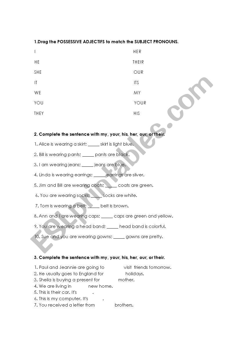 possesives worksheet