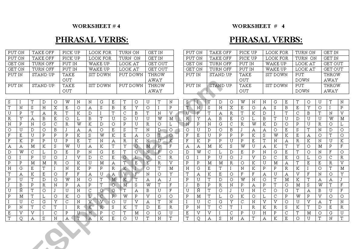 phrasal verbs  worksheet