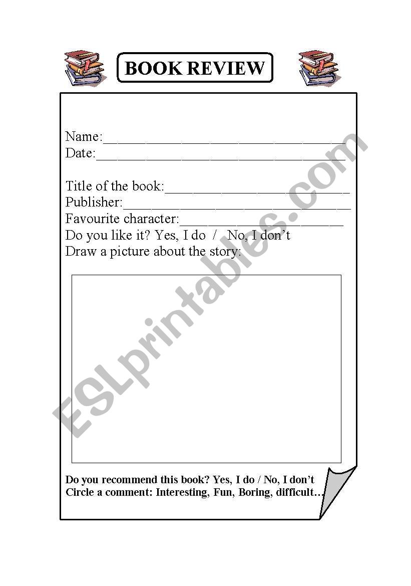 Book review worksheet