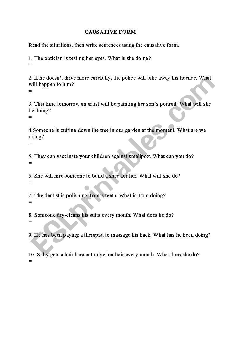 Causative worksheet