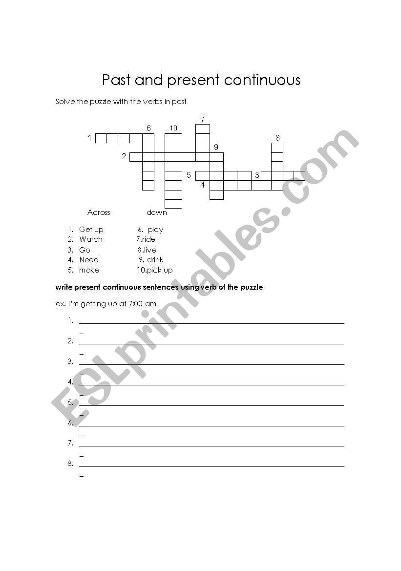 past and present continuous  worksheet