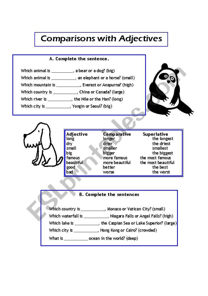 Comparisons with Adjectives worksheet