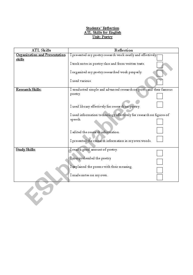 ATL SKILLS  worksheet