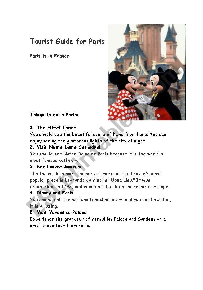 city sights worksheet