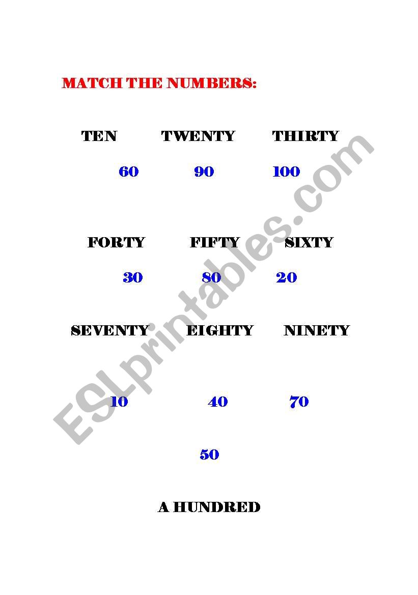 numbers worksheet