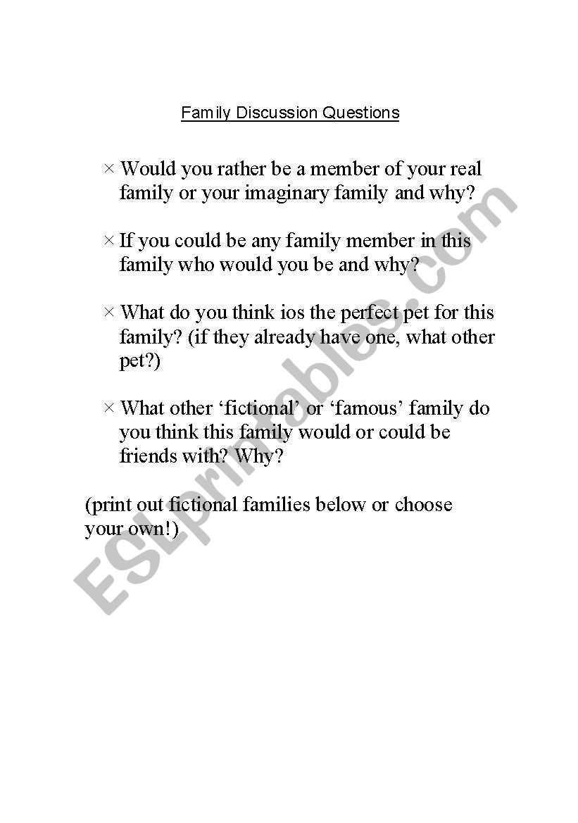 Fictional Family Discussion Questions