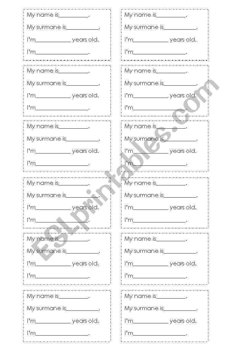 Portfolio identification worksheet