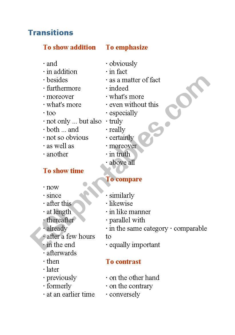 linking words worksheet