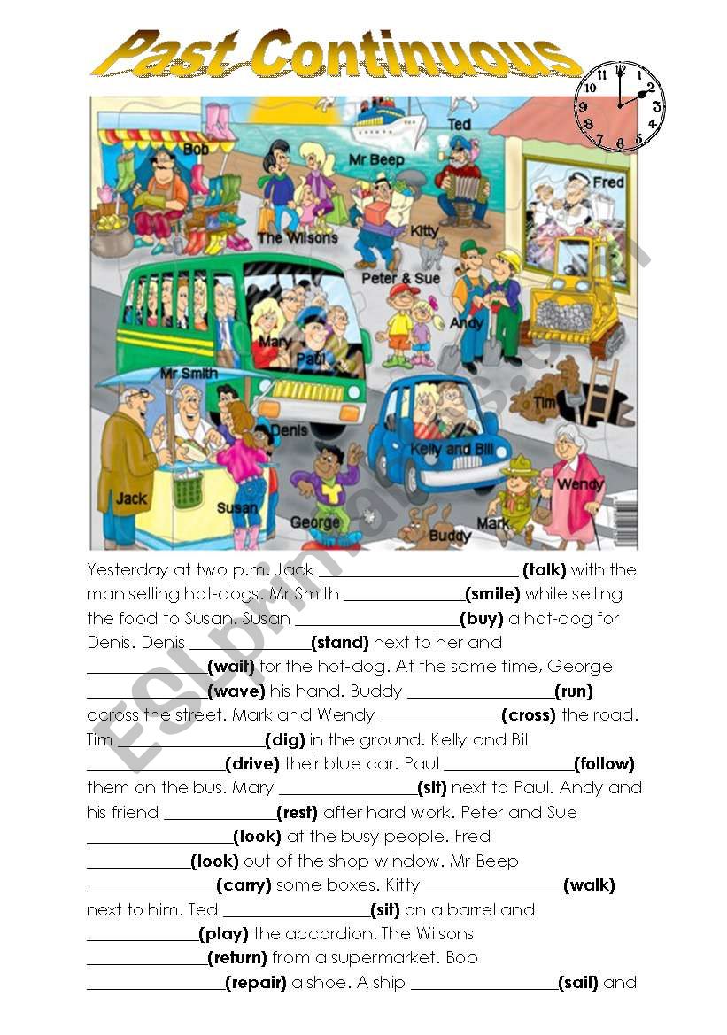 Past Continuous - Yesterday at 2 o´clock - ESL worksheet by mrmatura