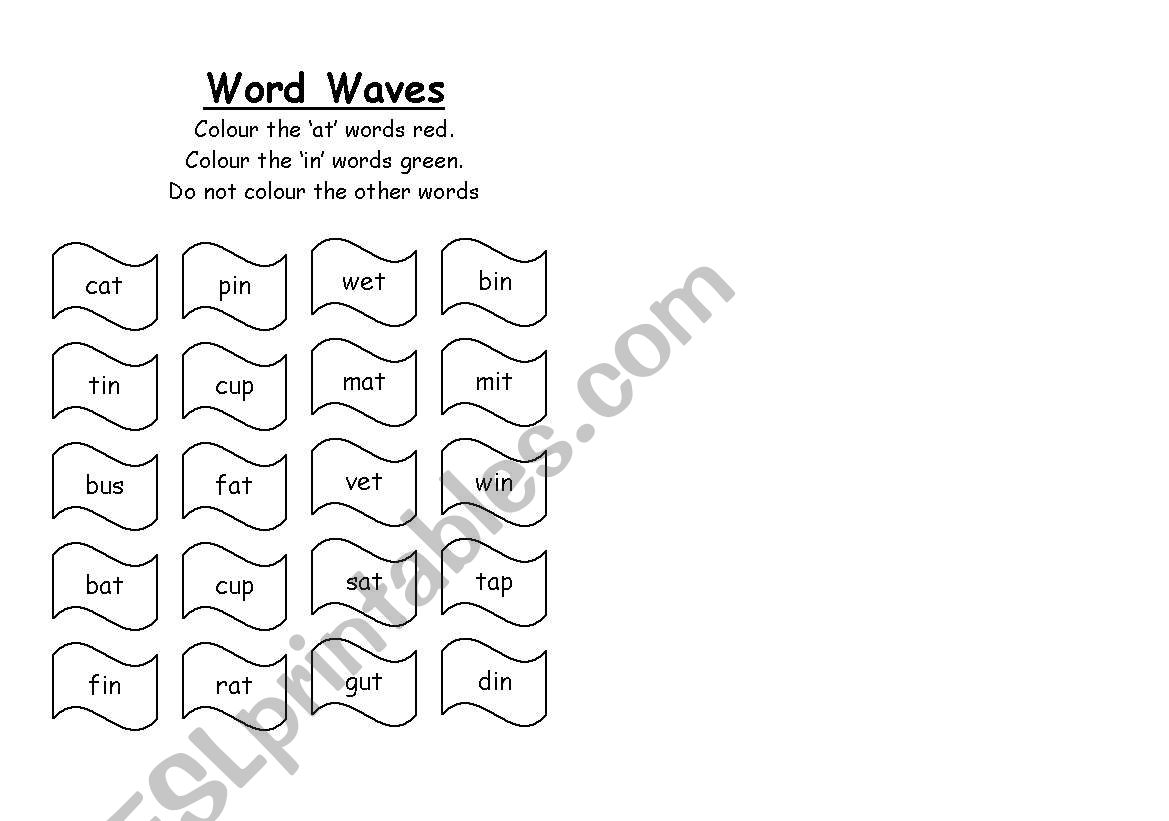 Word Waves worksheet