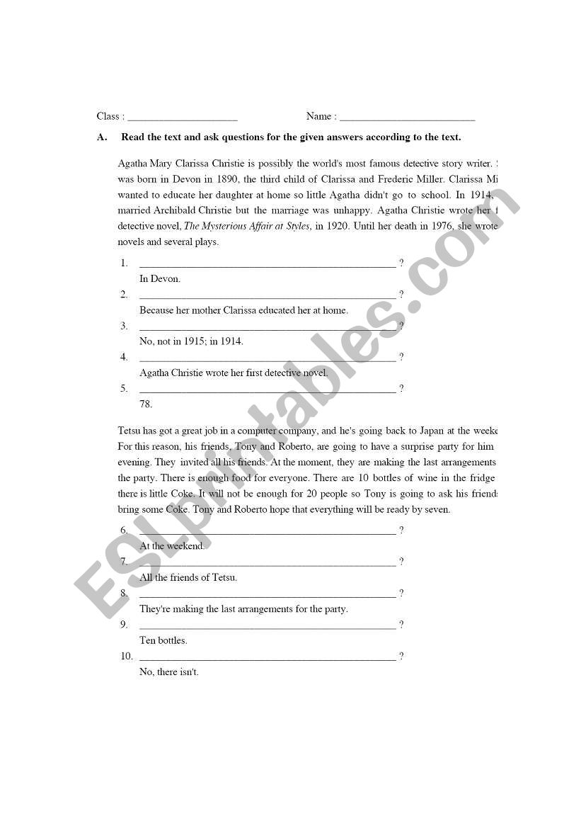 Language Activity worksheet