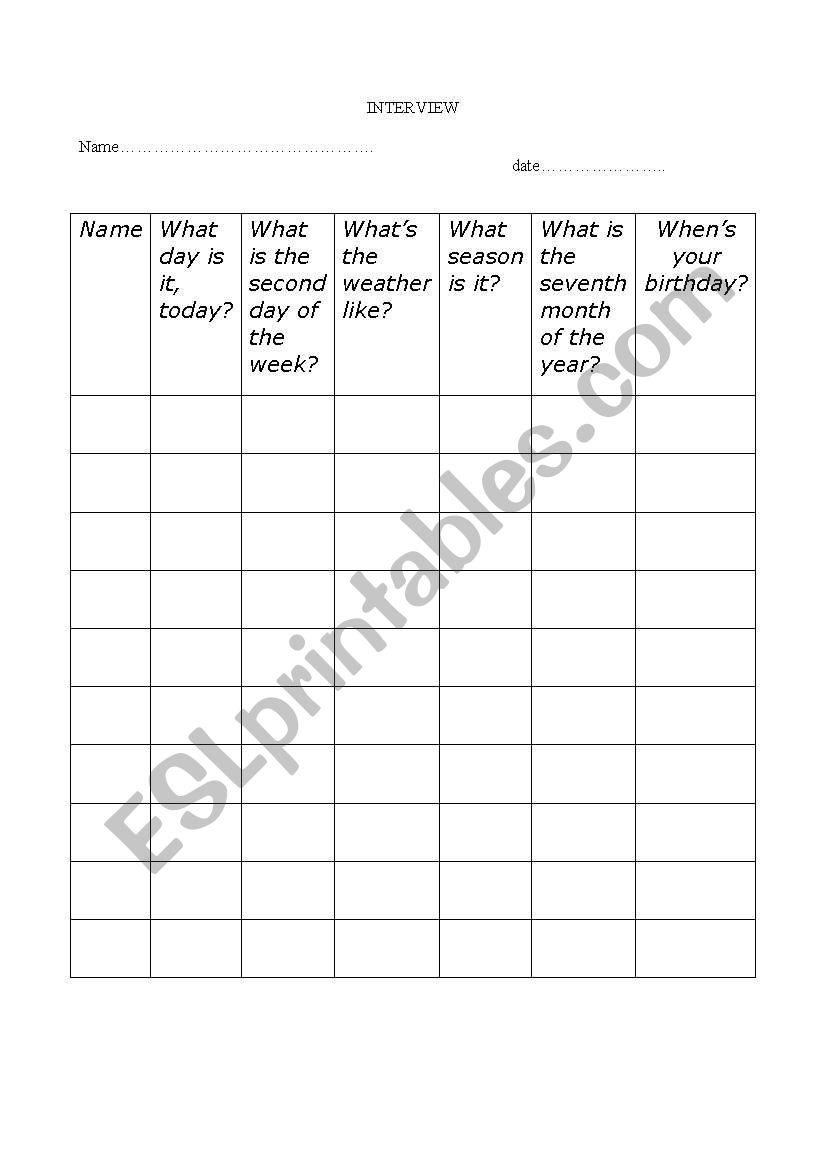 INTERVIEW 2 worksheet