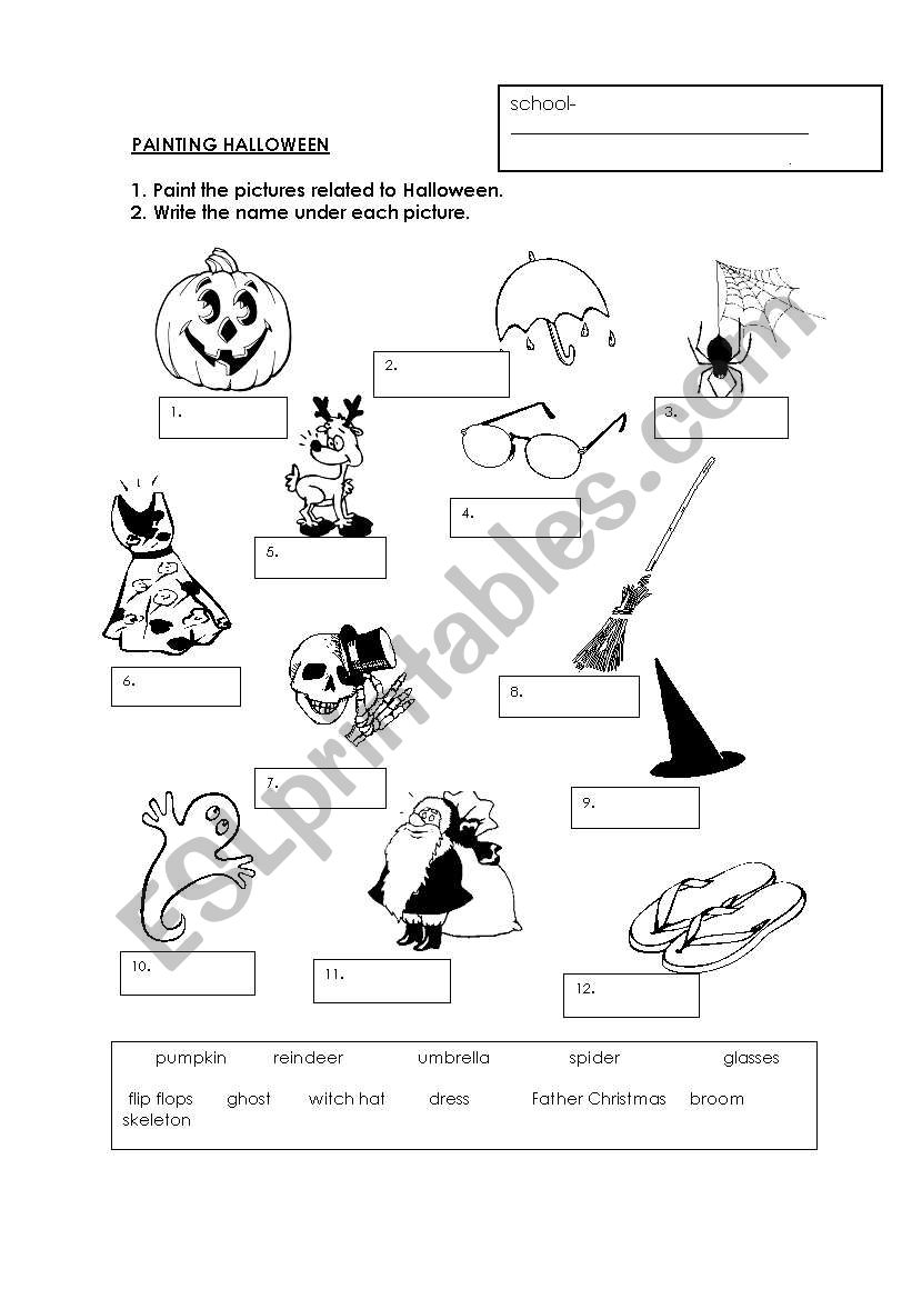 Painting Halloween worksheet