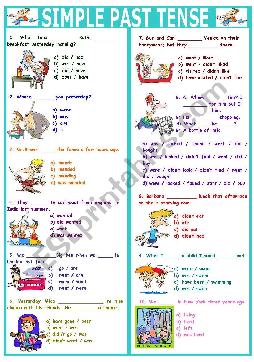 The Past Simple Tense Interactive Worksheet Simple Past Tense Simple Images