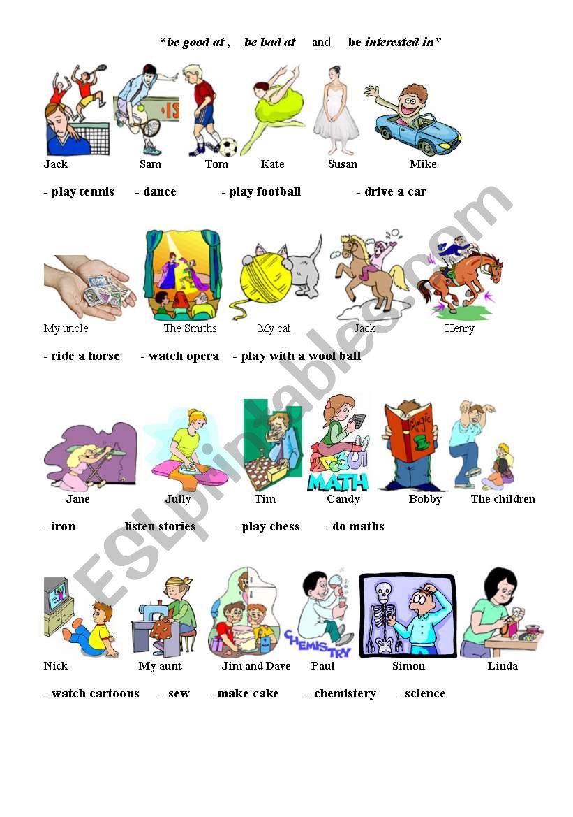 adjectives + prepositions worksheet