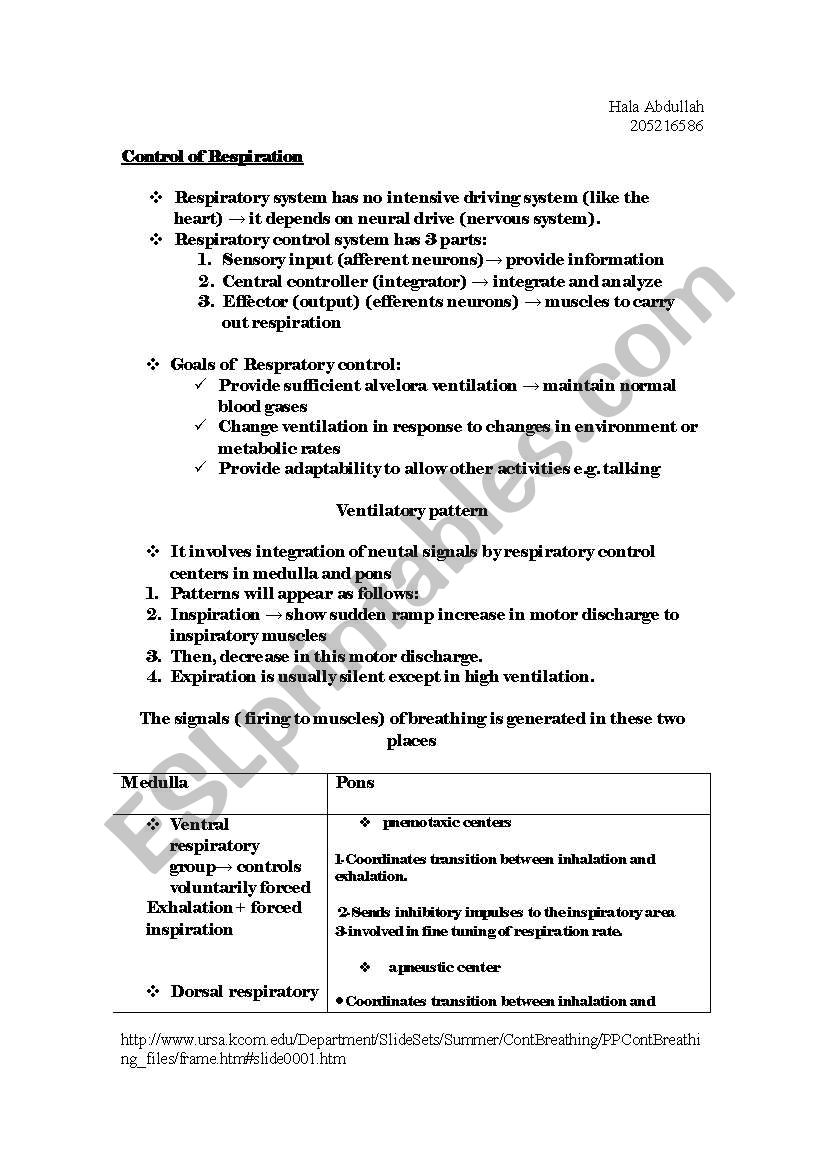 Health worksheet