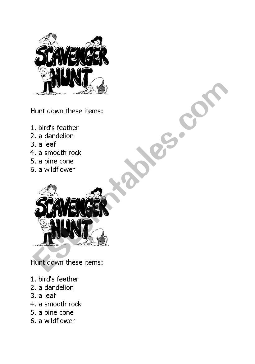 Nature Hunt worksheet