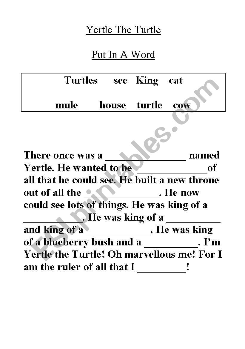 Yertle The Turtle Cose Activity
