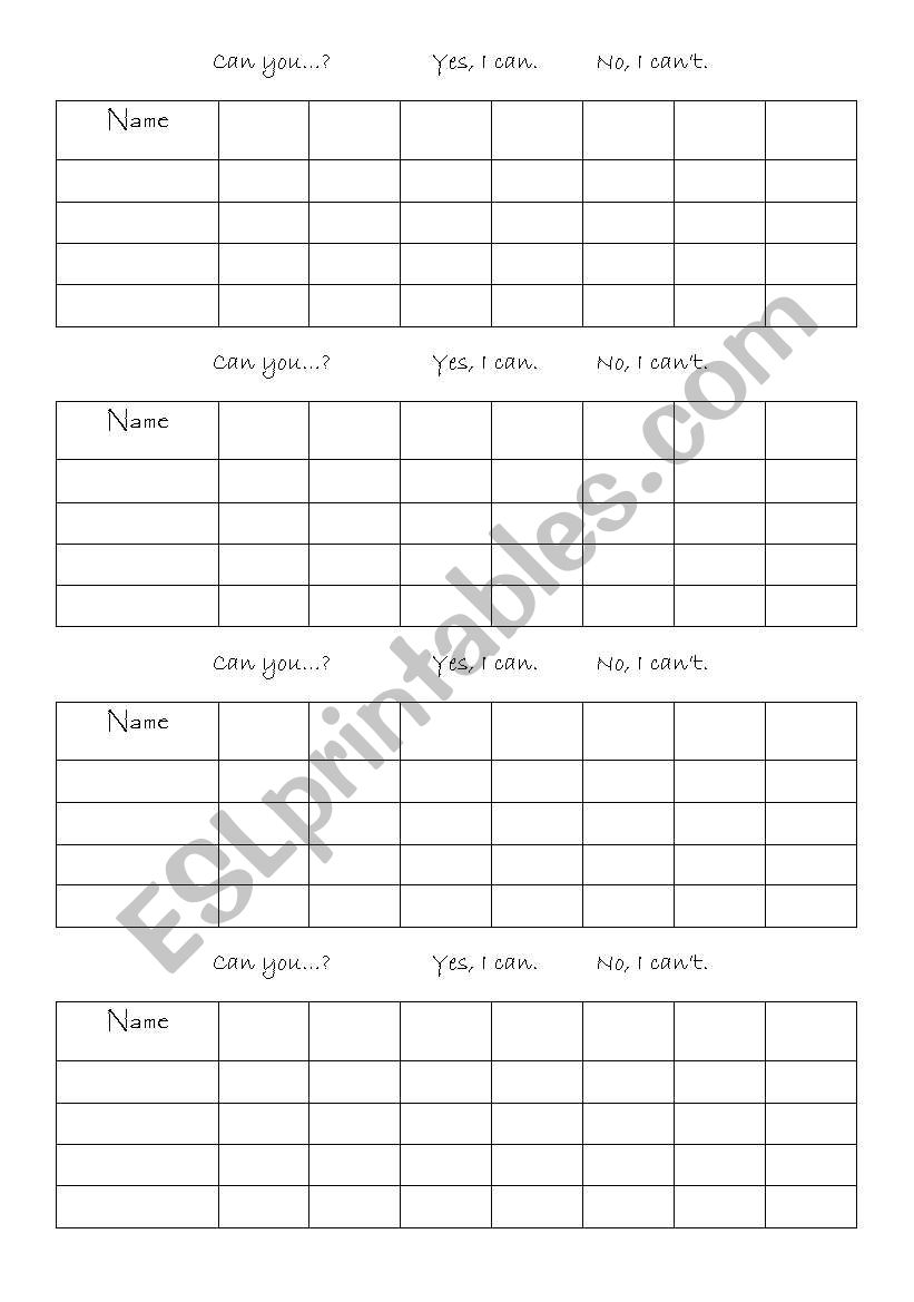 Can you - handout worksheet