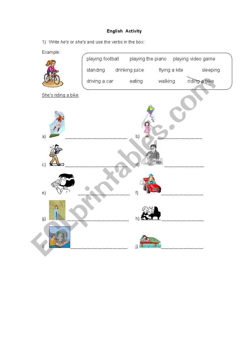 Present progressive worksheet