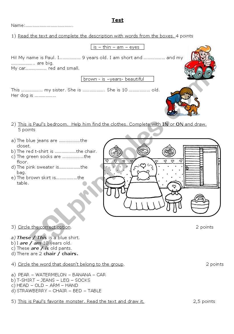 Test - Elementary worksheet