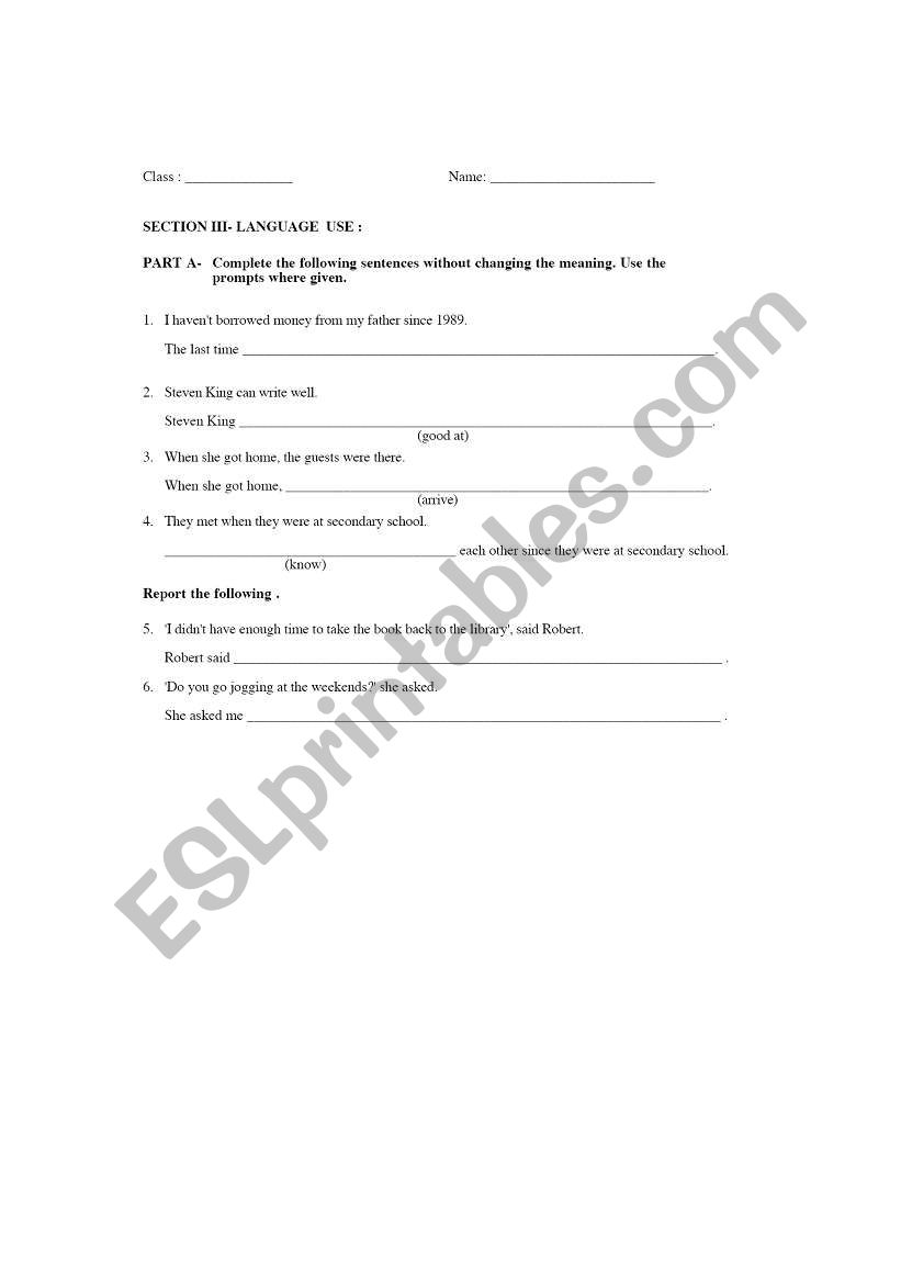 pre intermediate exam worksheet