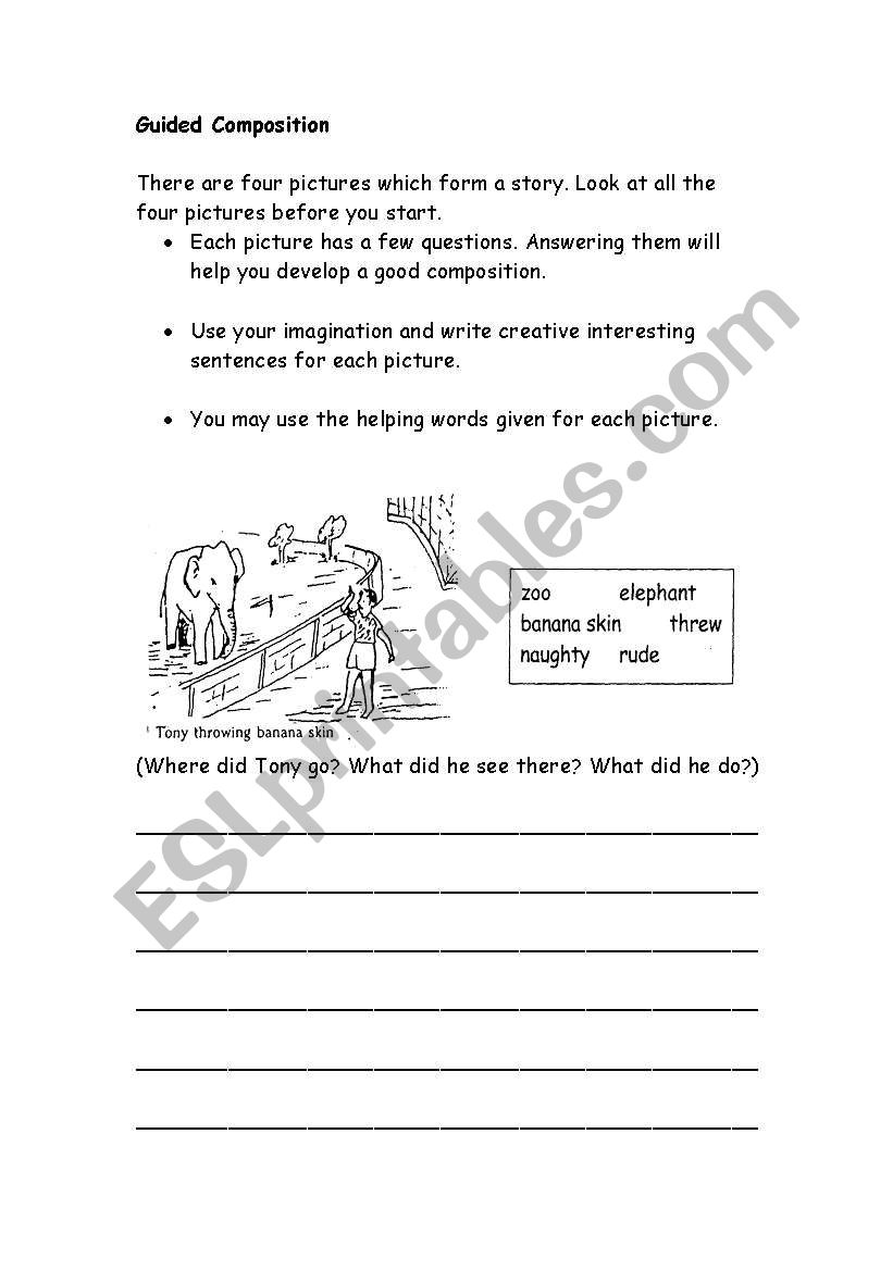 Guided Composition ESL Worksheet By Anooravi