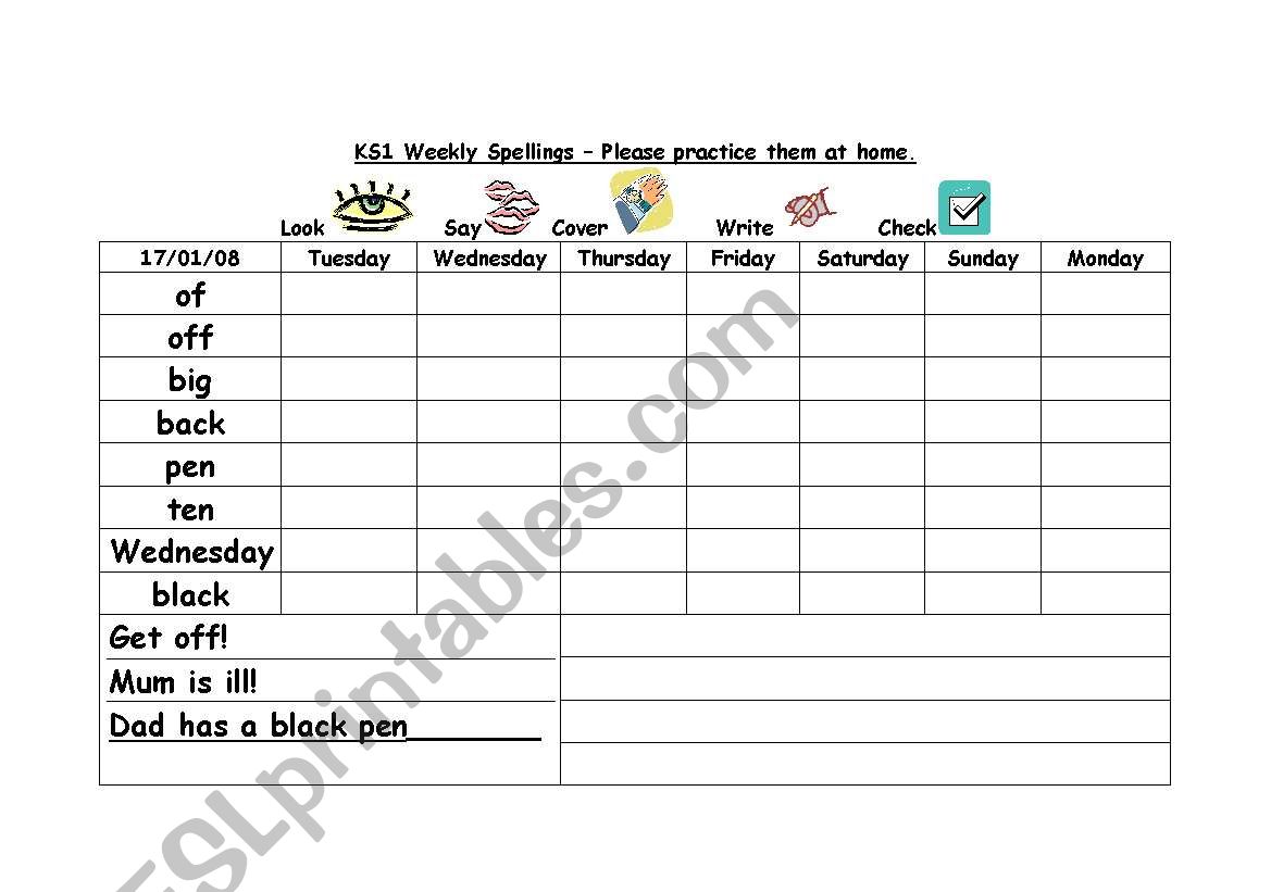 spelling with jolly phonic word order