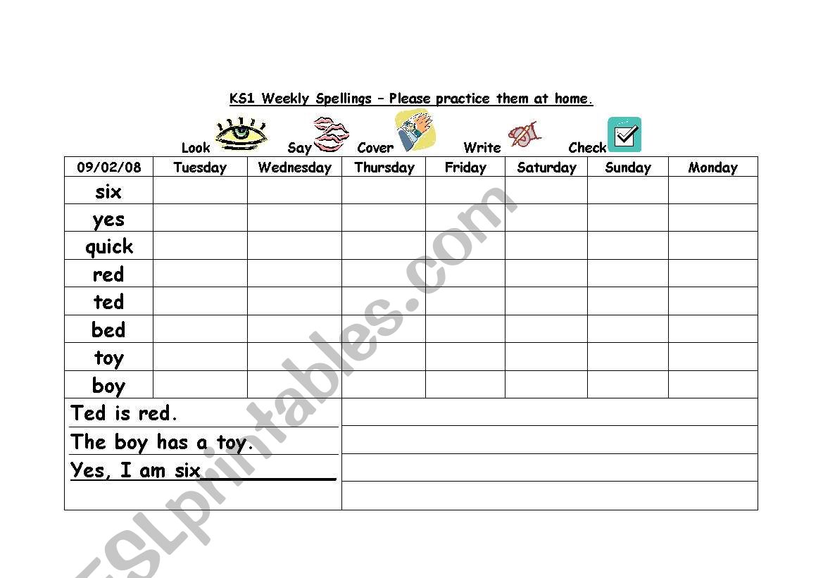 Spelling 2 with JP worksheet