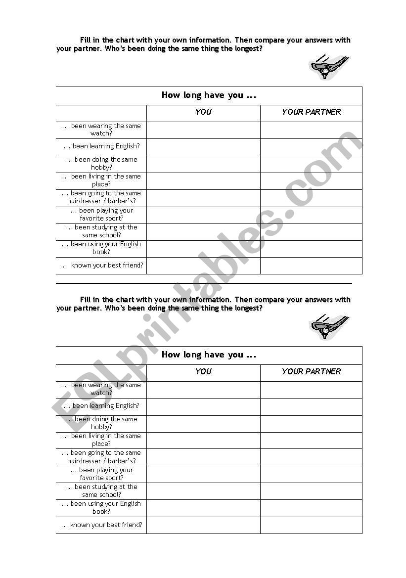 Present Perfect Continuous Pair Work