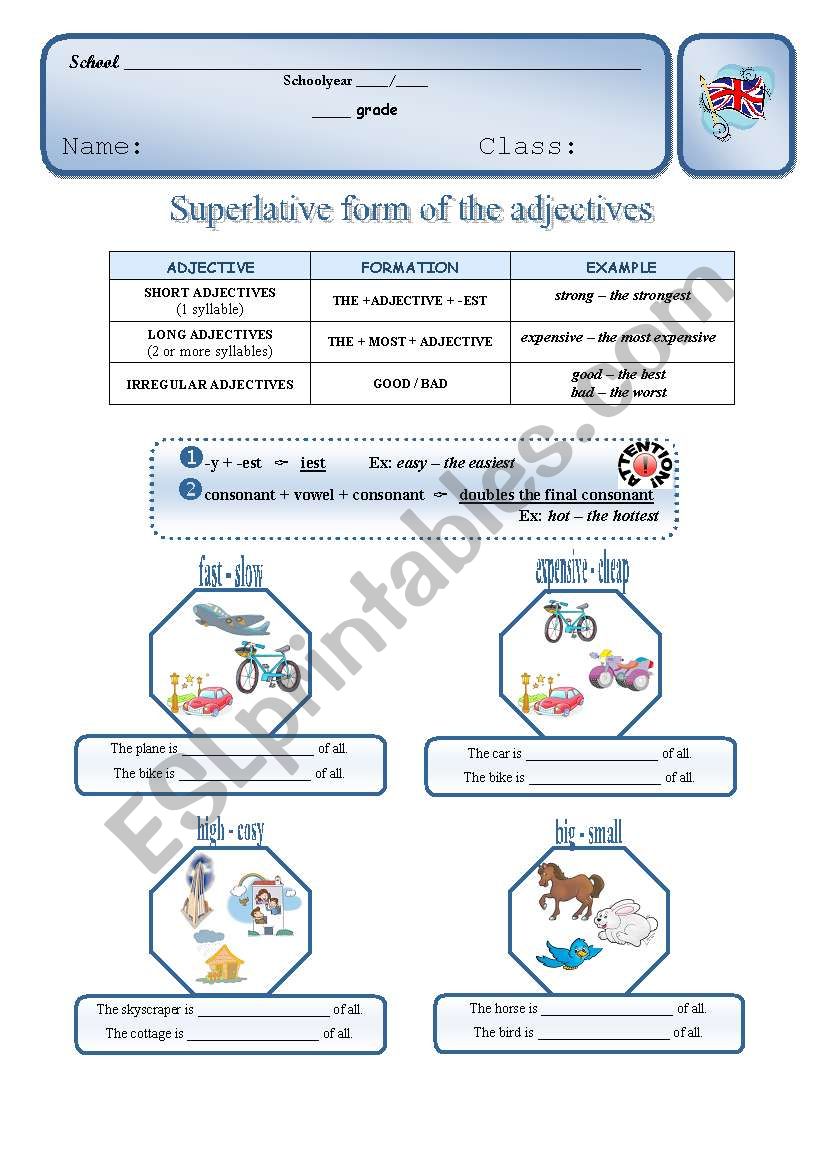 Superlative worksheet