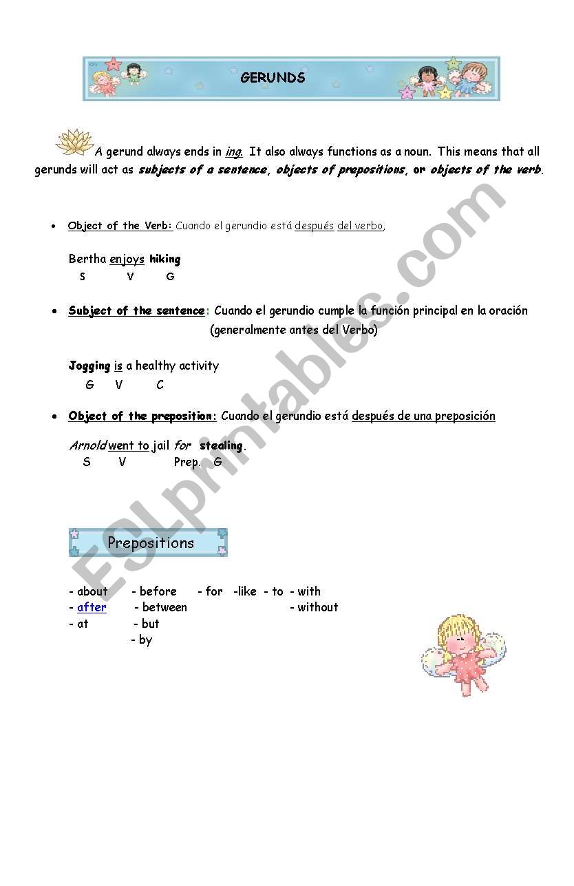 GERUNS PART 1 worksheet