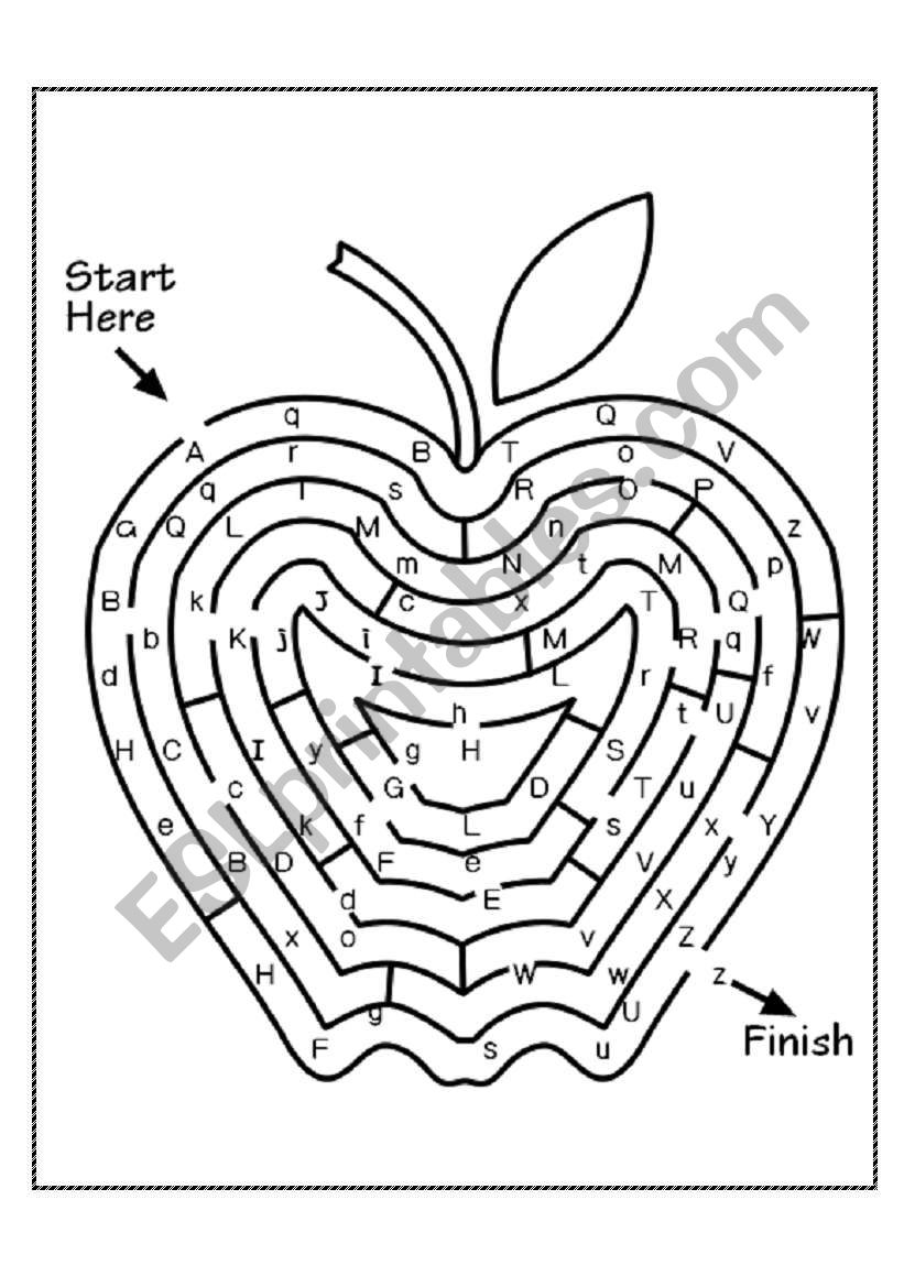 Alphabet Maze ESL Worksheet By Moemi