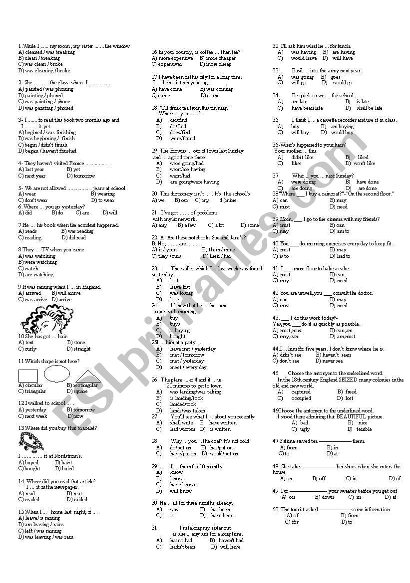 test worksheet