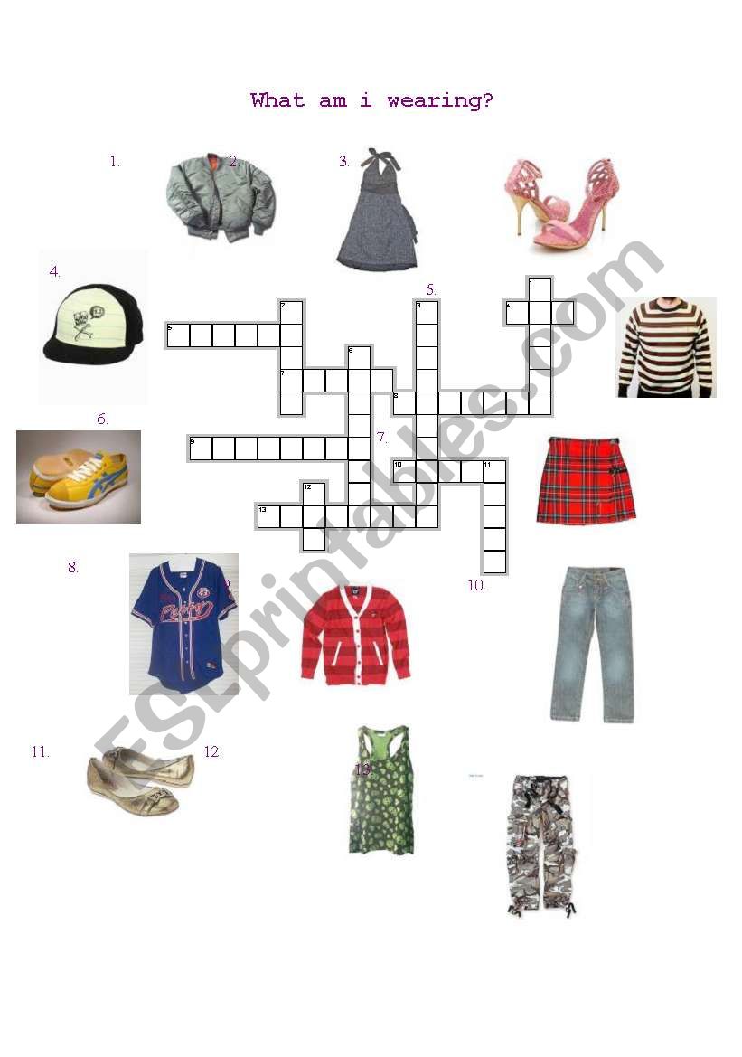 what am I wearing? worksheet