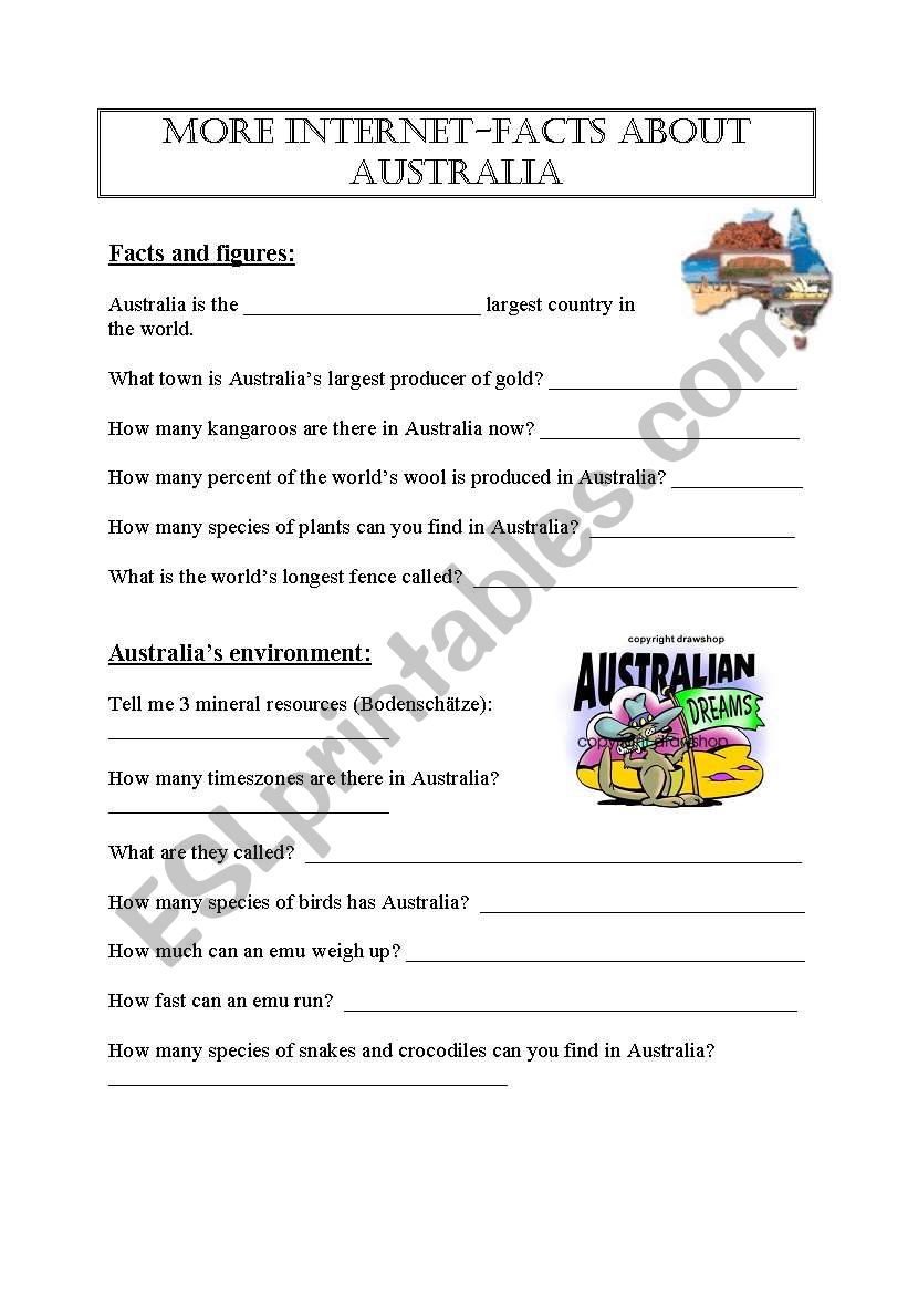 Australia worksheet