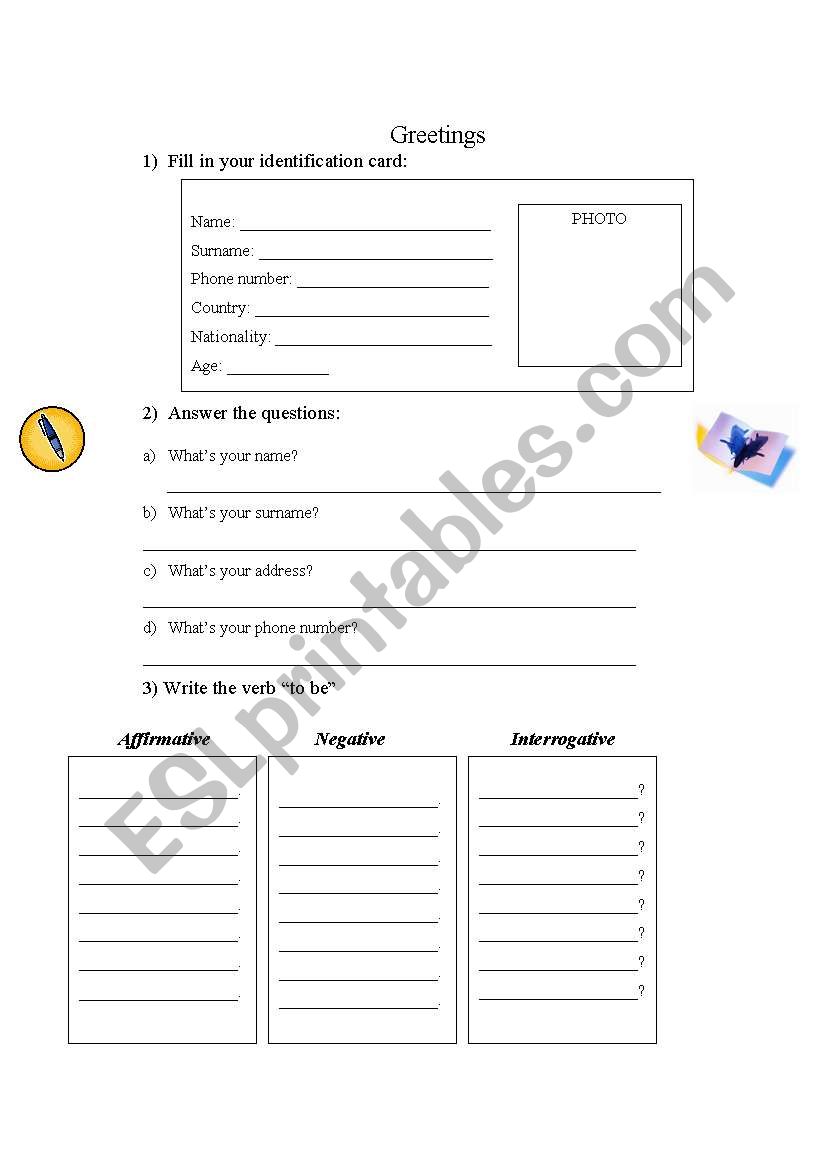 Greetings worksheet