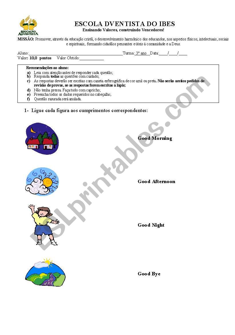 Greetings worksheet