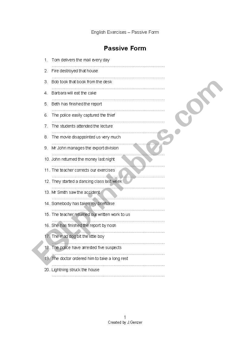 Basic Passive Voice worksheet