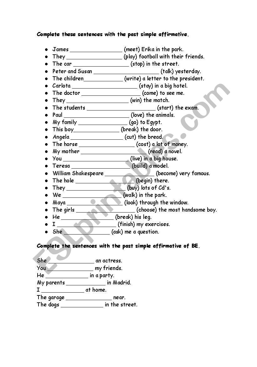 past simple activities worksheet