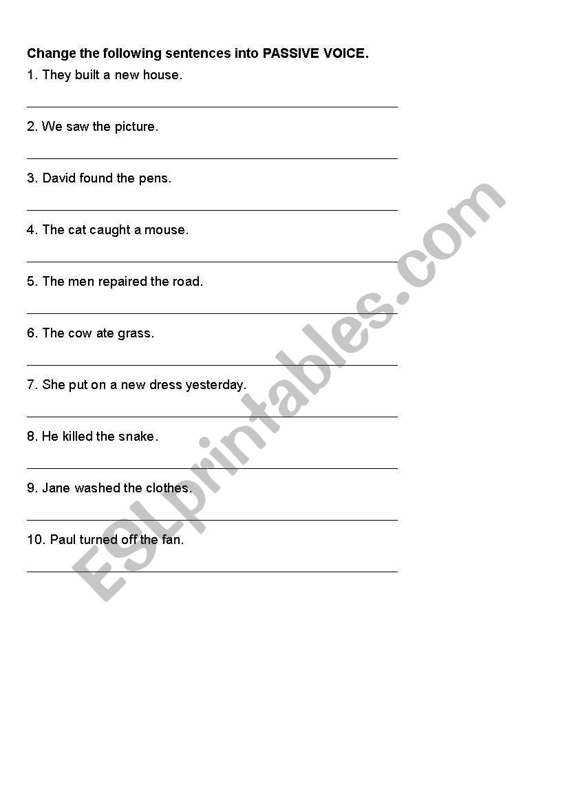 passive voice worksheet