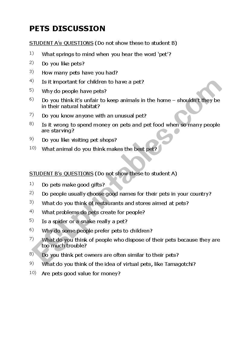 discussion questions worksheet