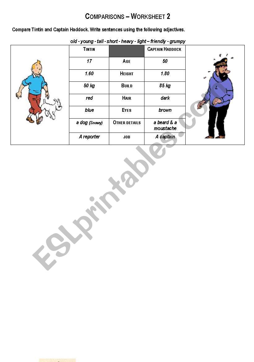 Comparisons - worksheet 2  worksheet