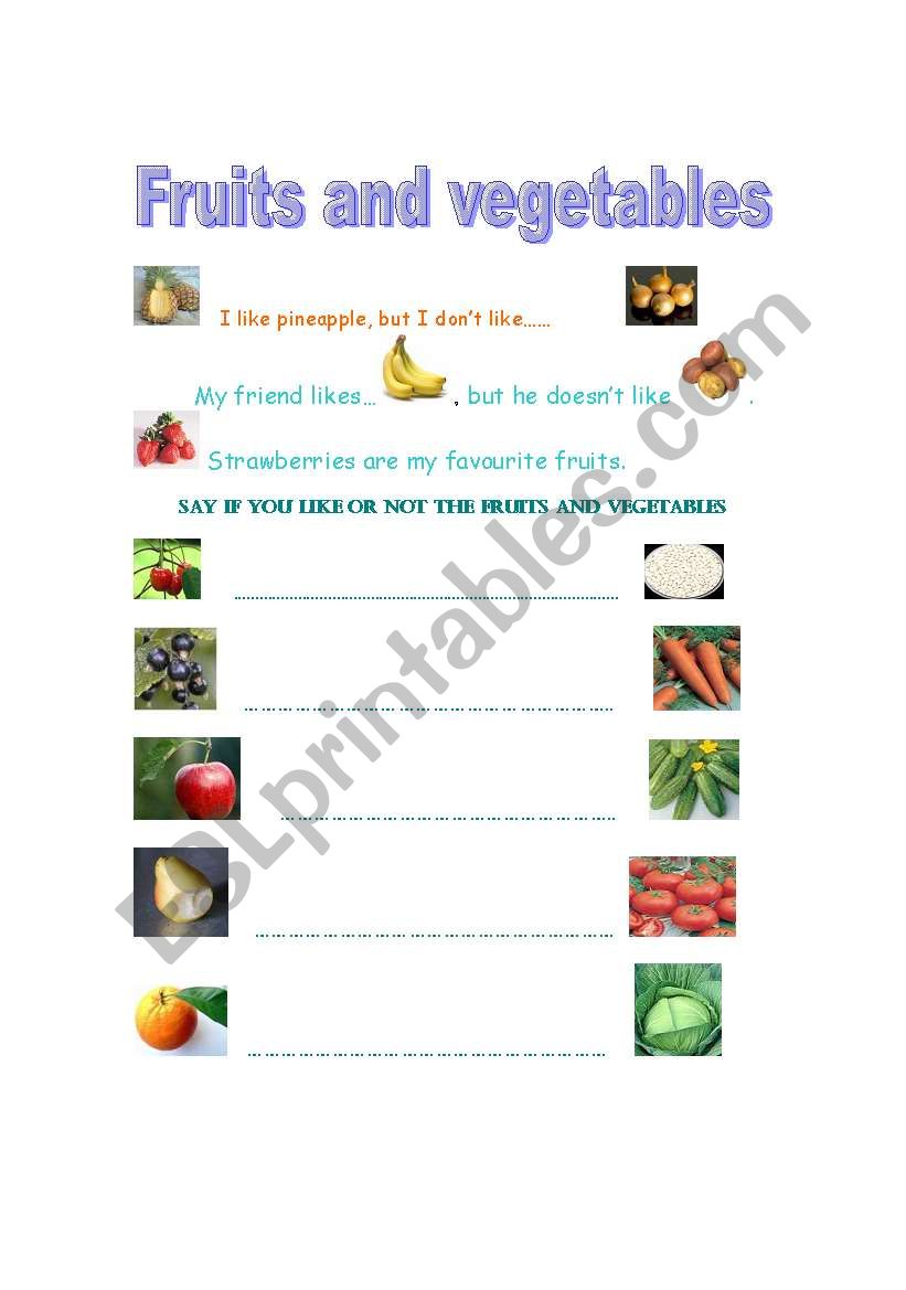 English worksheets: Fruits and Vegetables