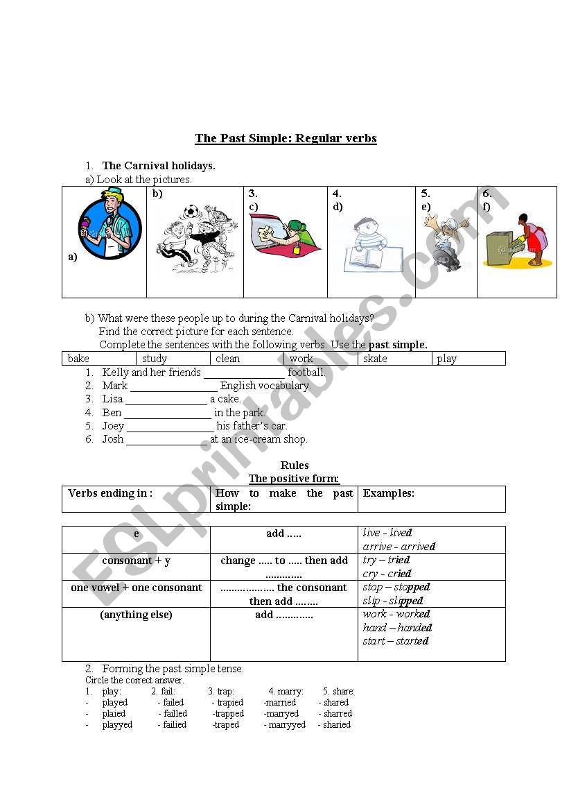 The Past Simple of regular verbs (positive form)