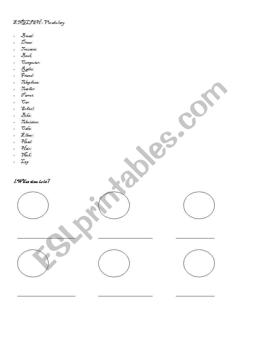 Vocabulary parts of the body and what time is it?