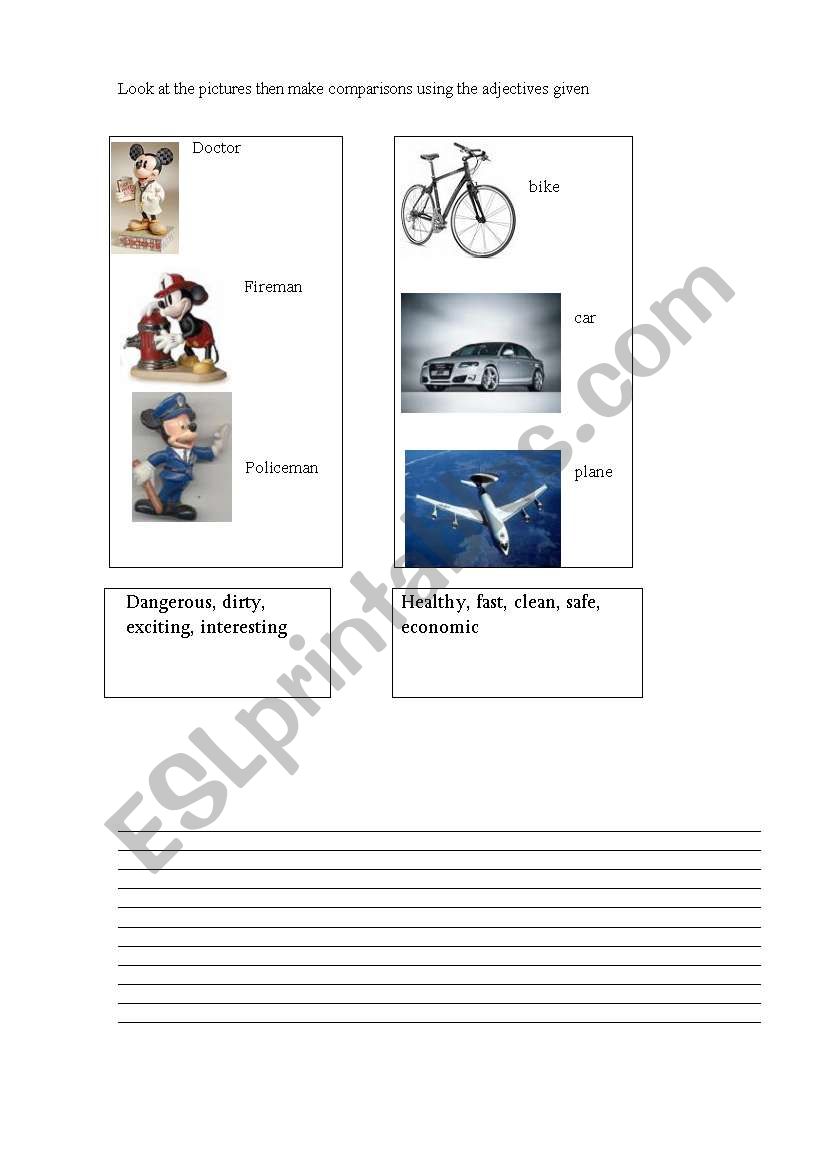 adj comparison worksheet