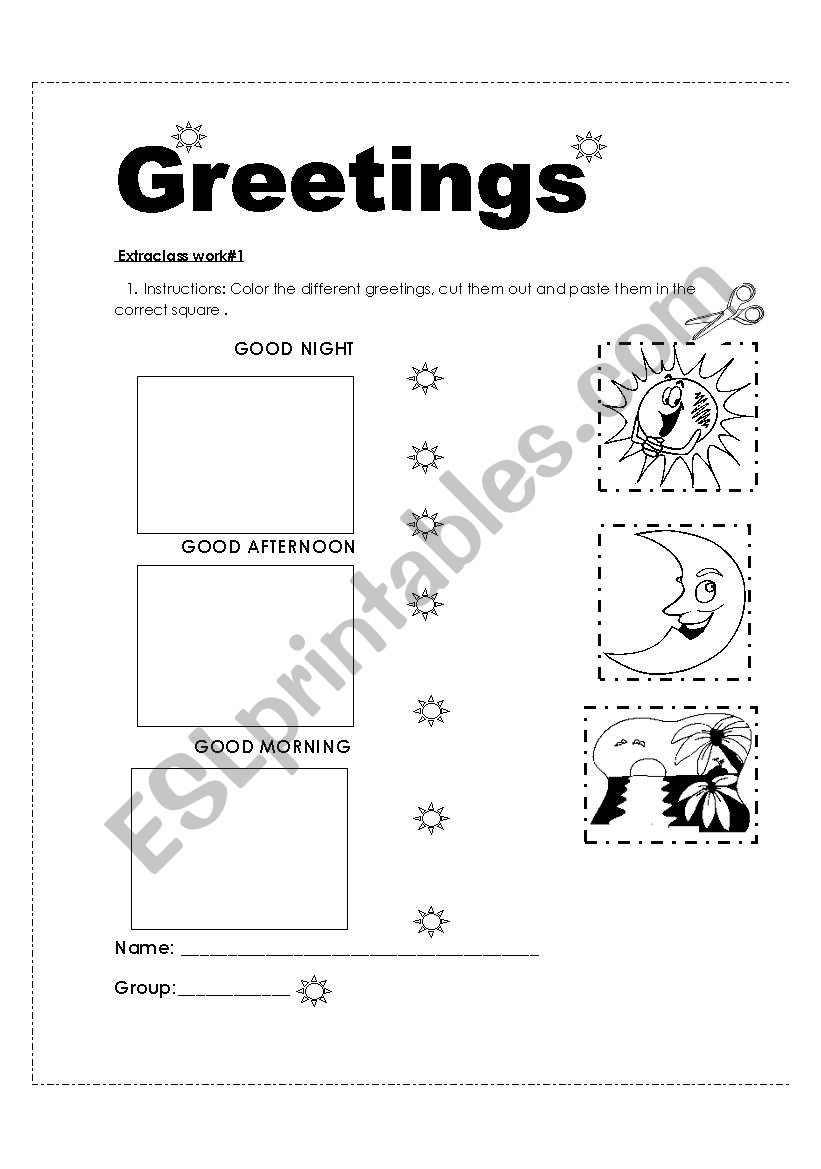 Homework about greetings worksheet
