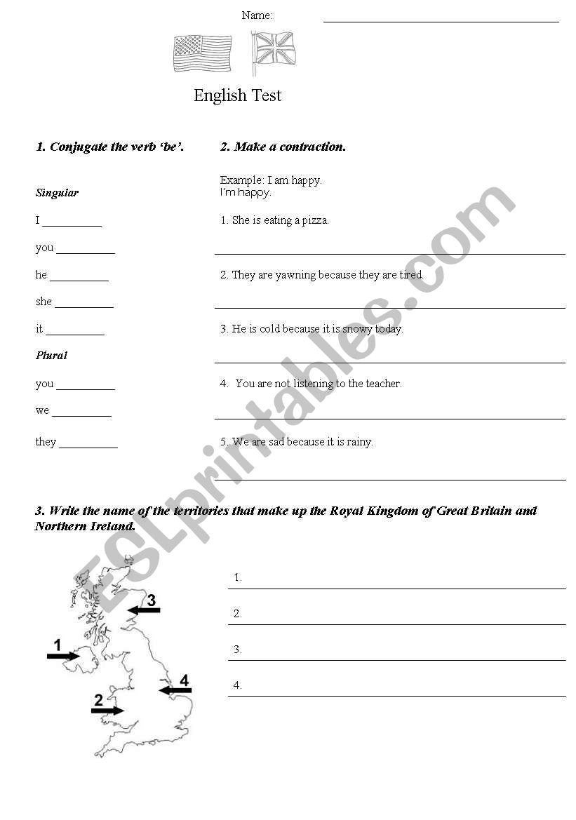 English test worksheet