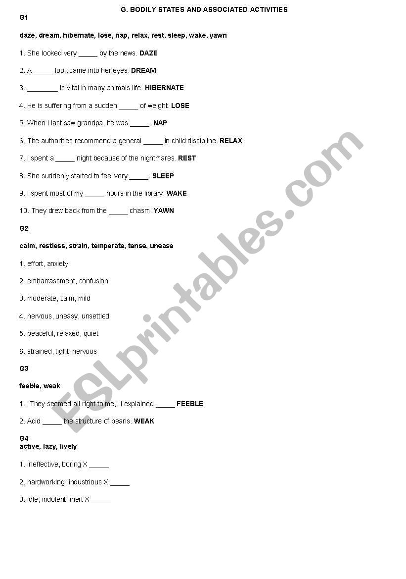 vocabulary exercises worksheet